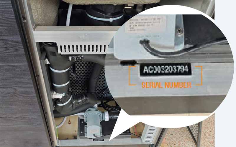 Spa serial number on internal frame